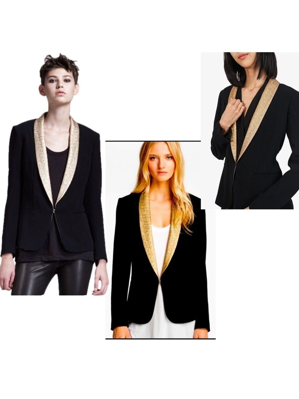 RAG & BONE BLACK/GOLD METALLIC BLAZER SINGLE BREASTED Sz 2